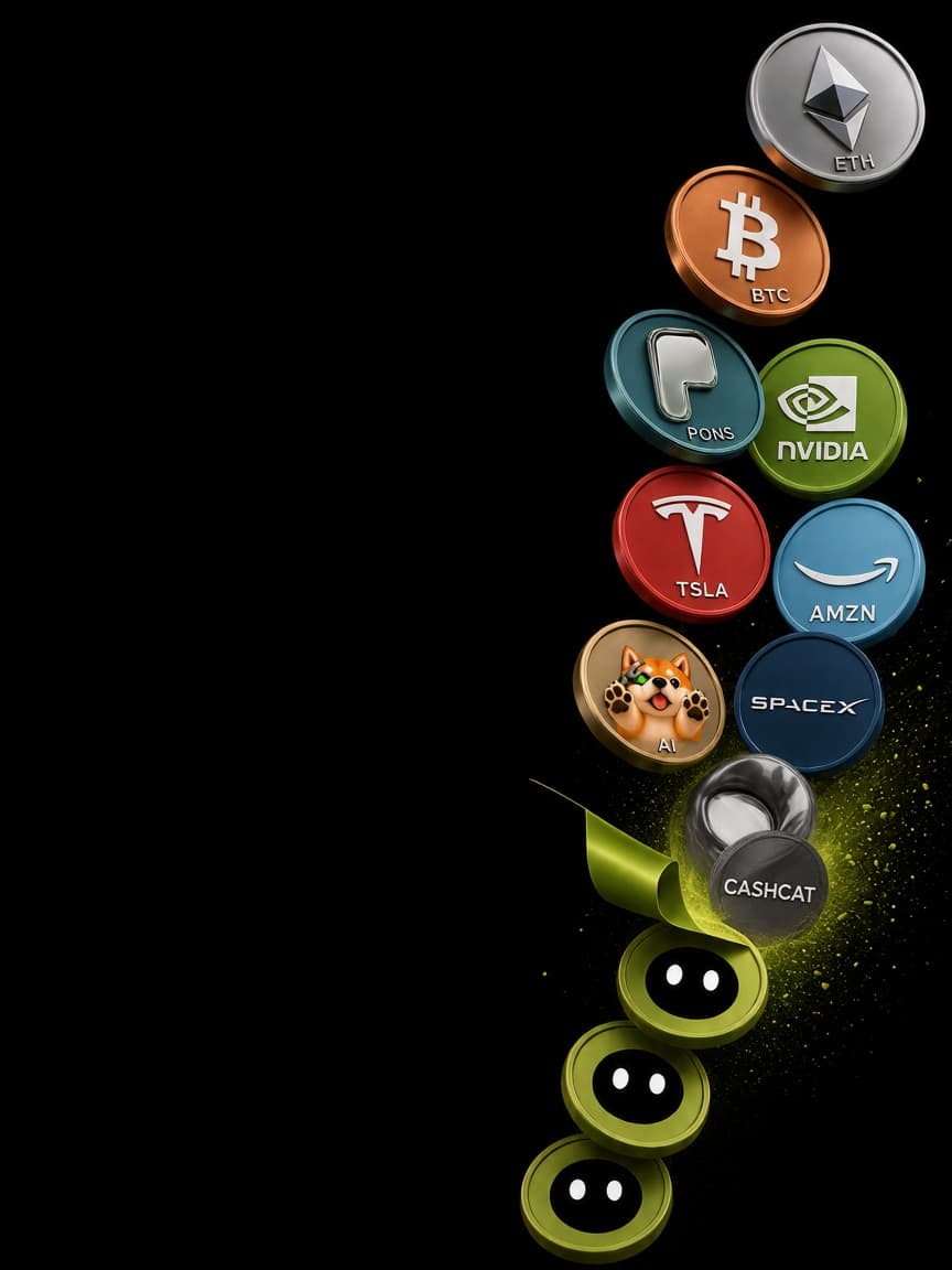 Crypto and tokenized stocks falling and re-minting into lime HOODS coins